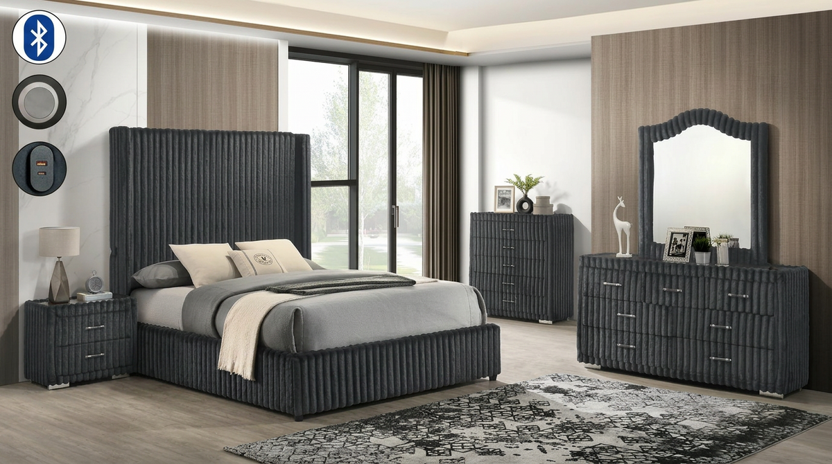 Melinda Corduroy Bed — Bluetooth Speaker and USB-C, 2 Colors