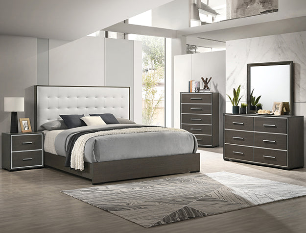 Sharpe Bedroom Collection — Tufted Bed & Dark Finish