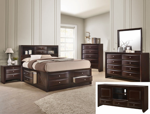 Emily Dark Cherry Storage Bedroom Set — TV Stand