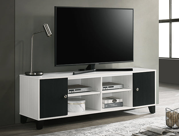 Akerson White & Black TV Stand — Open Shelving
