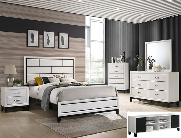 Akerson Chalk Bedroom Set — Bed & TV Stand