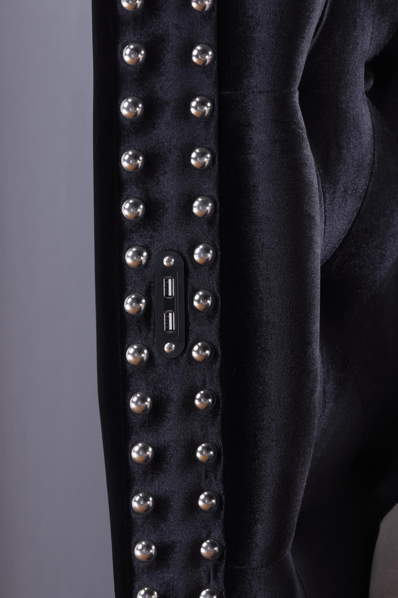 Brielle Bedroom Collection Black Velvet King Bed W/Bluetooth Speaker & Usb