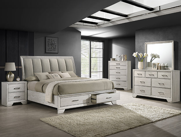 Jaymes White Mist Bedroom Set — Upholstered Bed