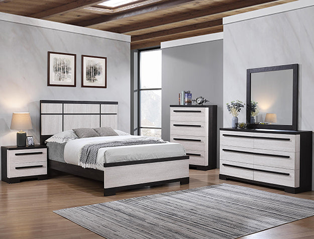 Remington Black & White Bedroom Set — Queen/King Bed & Dresser
