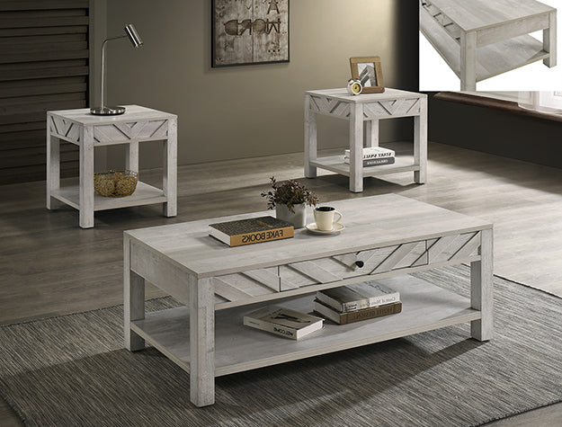 Valor Distressed 3-Piece Cocktail Table Set — Storage Space