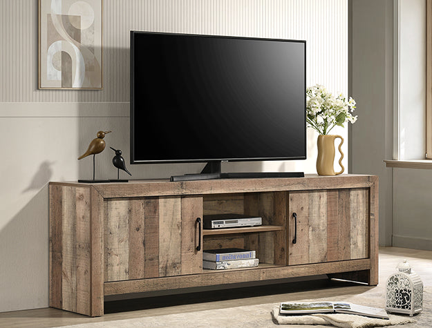 Elmer Multi-Tonal Wood TV Stand — Barn-Style Doors