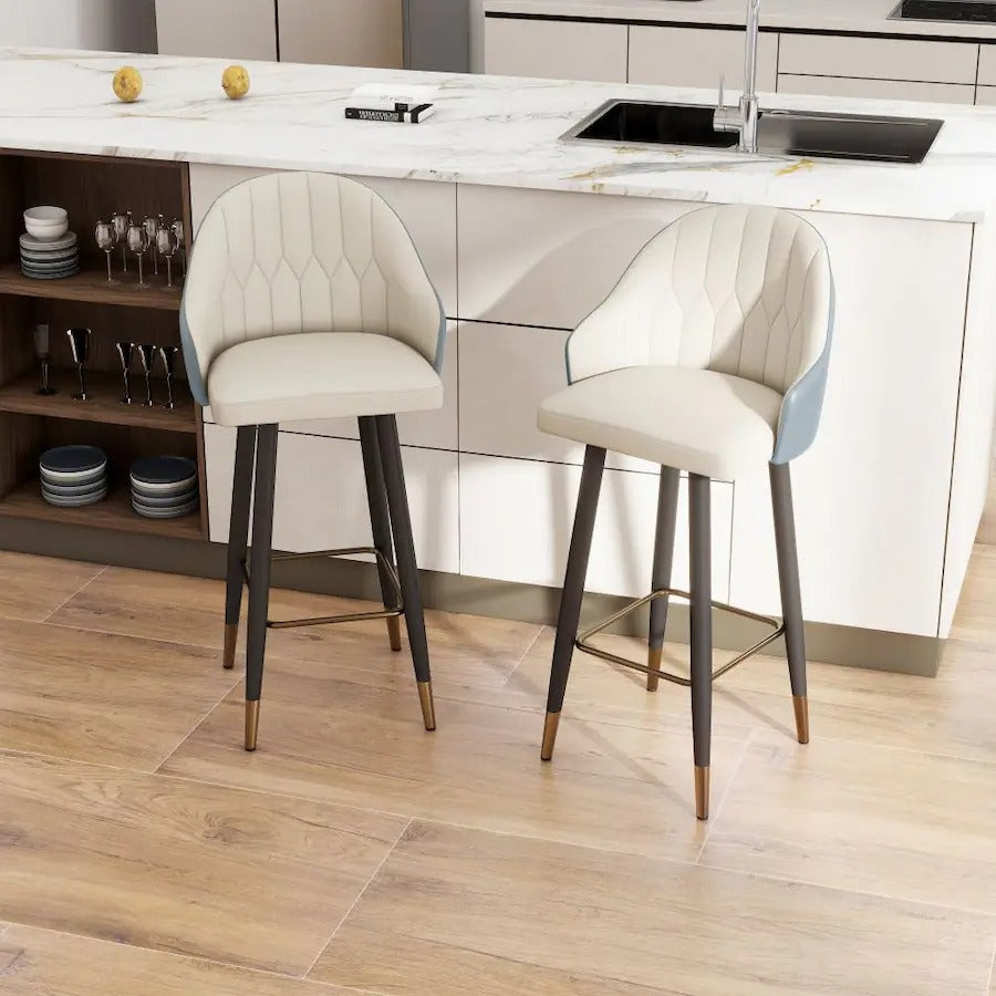 Modern Grey and Beige Leather Barstool — Ergonomic Design