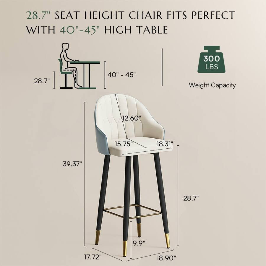 Modern Grey and Beige Leather Barstool — Ergonomic Design