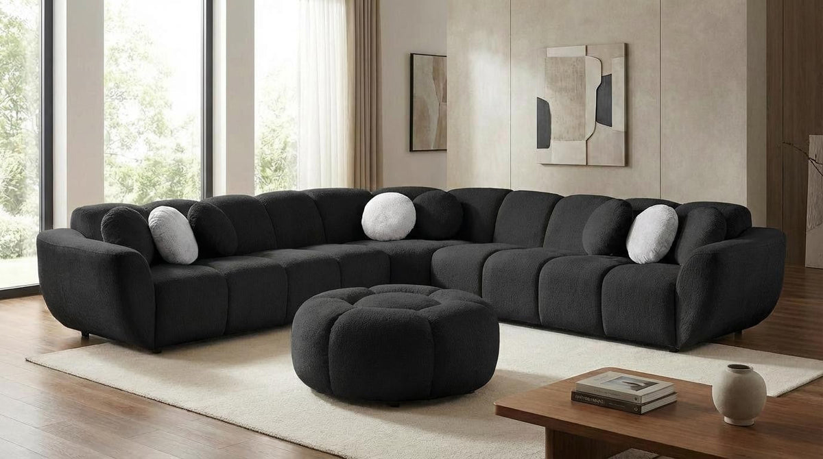 Rose Fabric Sectional — Accent Pillows Included