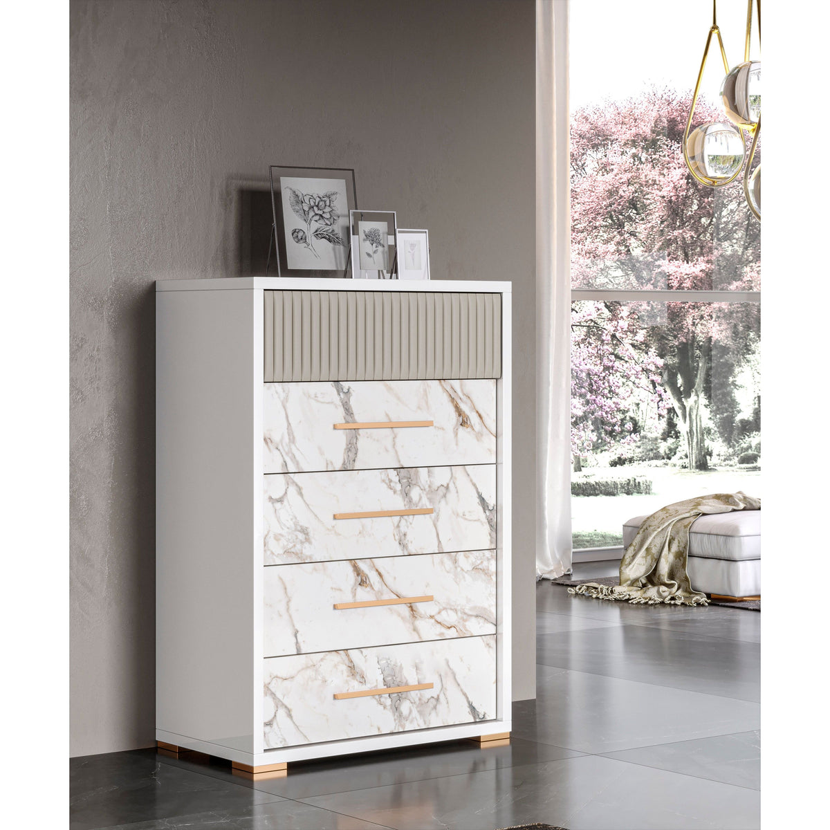 Cruz Italian Bedroom Collection — LED Velvet Headboard