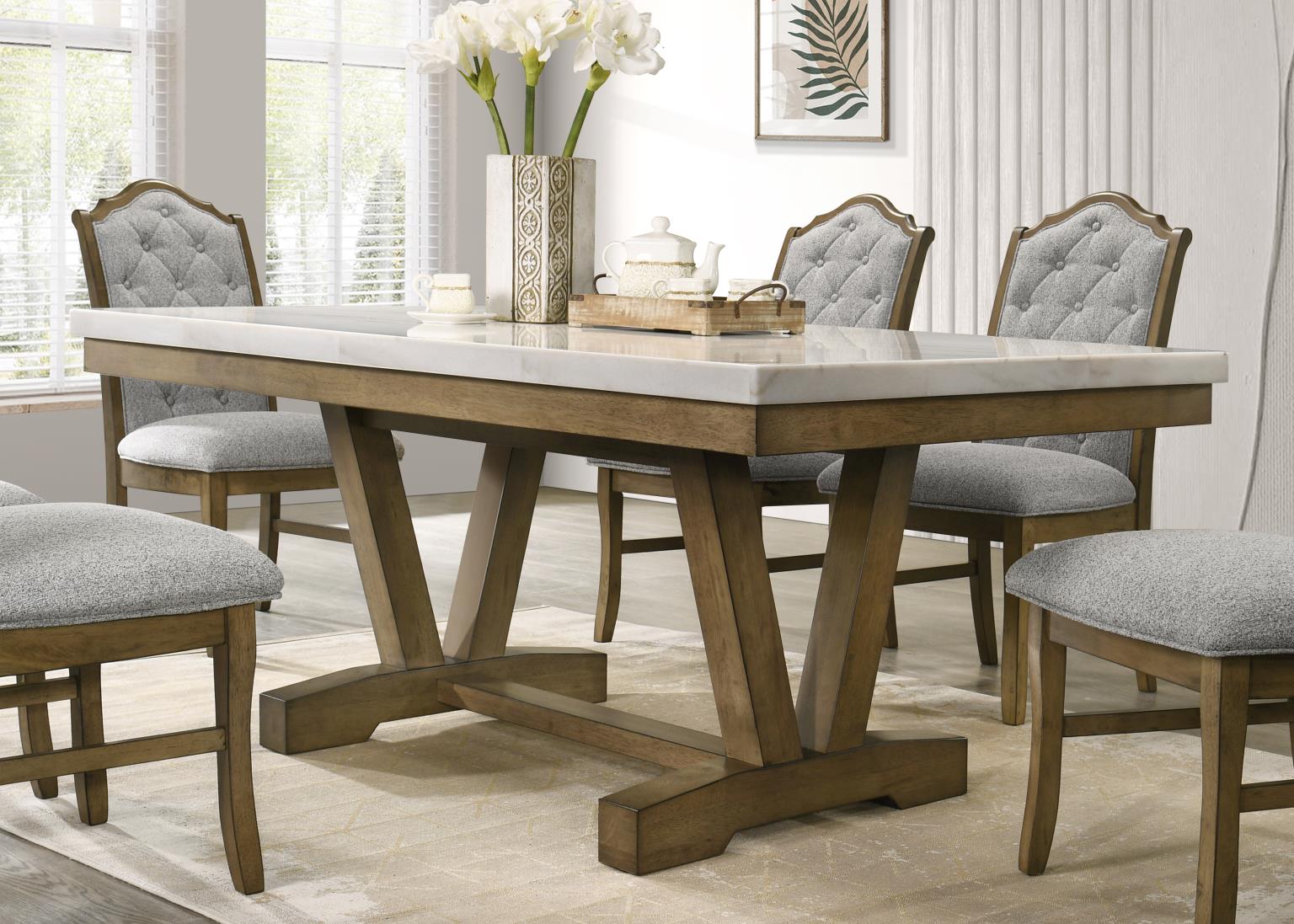Lacy Dining Table & 4 Side Chairs