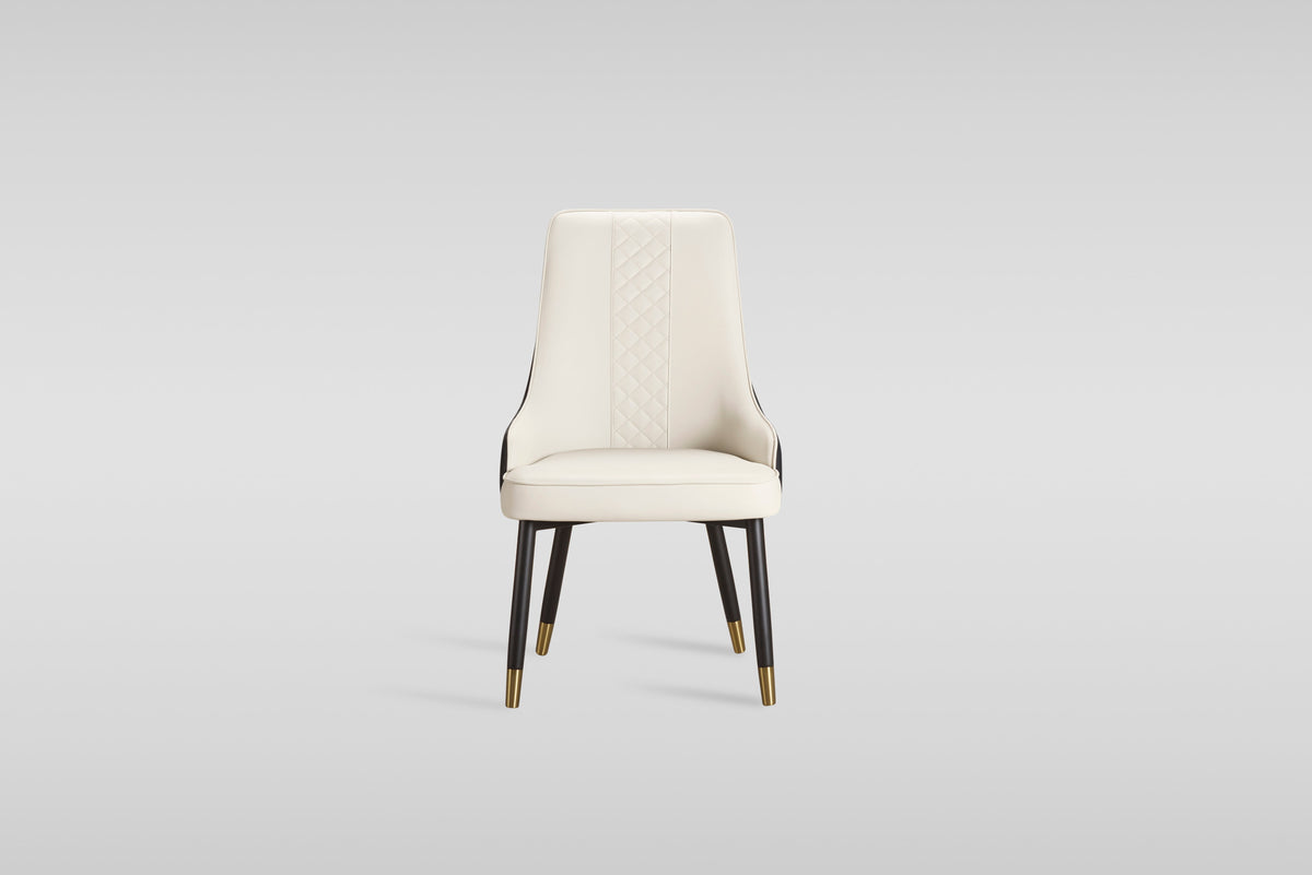 Toni Two-Tone Faux Leather Dining Chair — Diamond Stitching