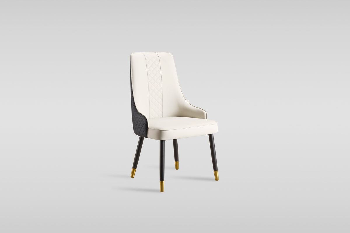Toni Two-Tone Faux Leather Dining Chair — Diamond Stitching
