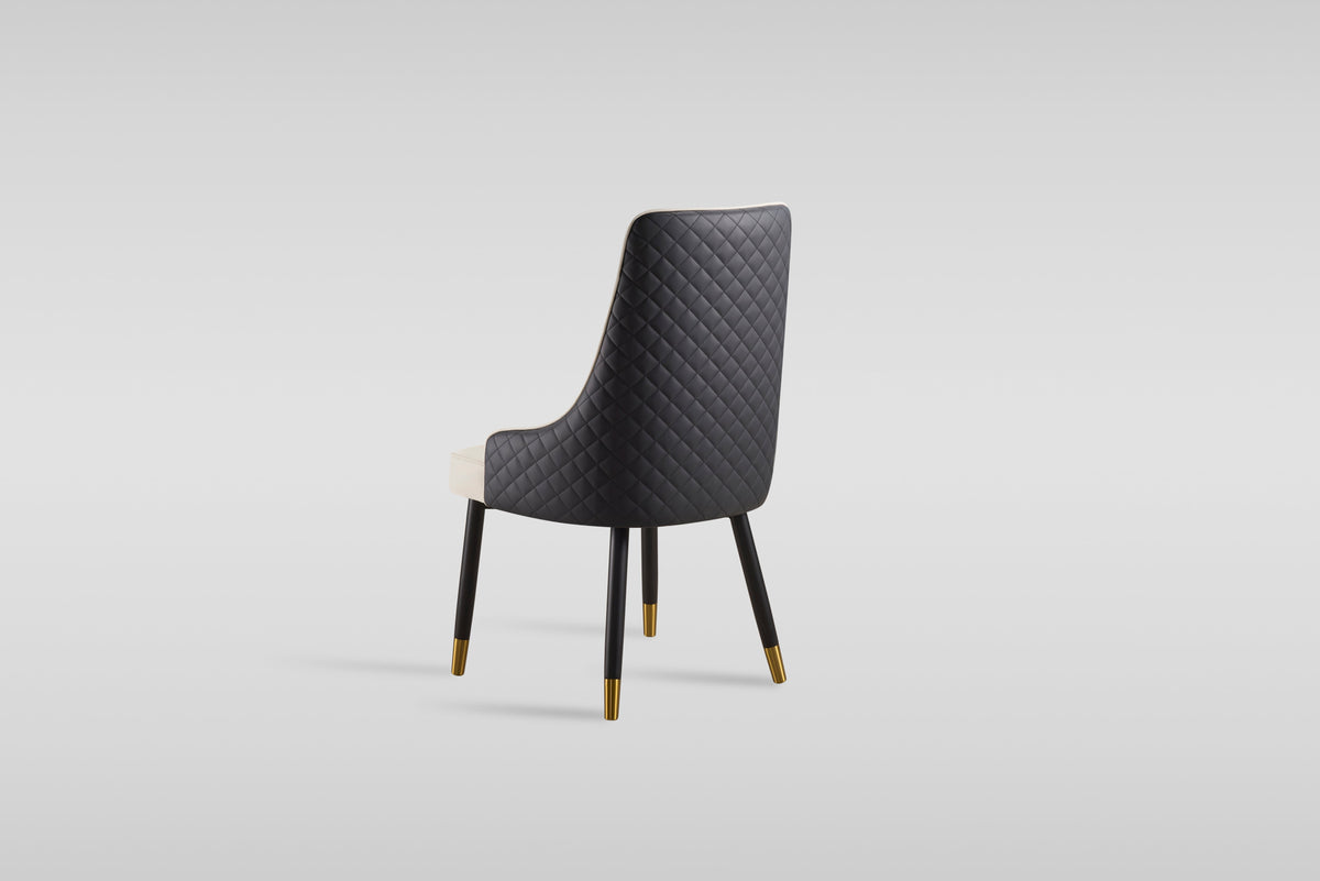 Toni Two-Tone Faux Leather Dining Chair — Diamond Stitching