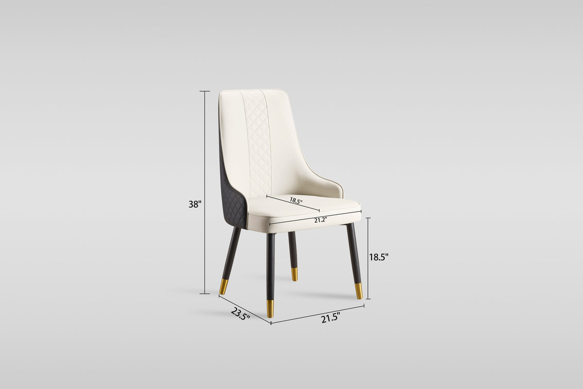 Toni Two-Tone Faux Leather Dining Chair — Diamond Stitching