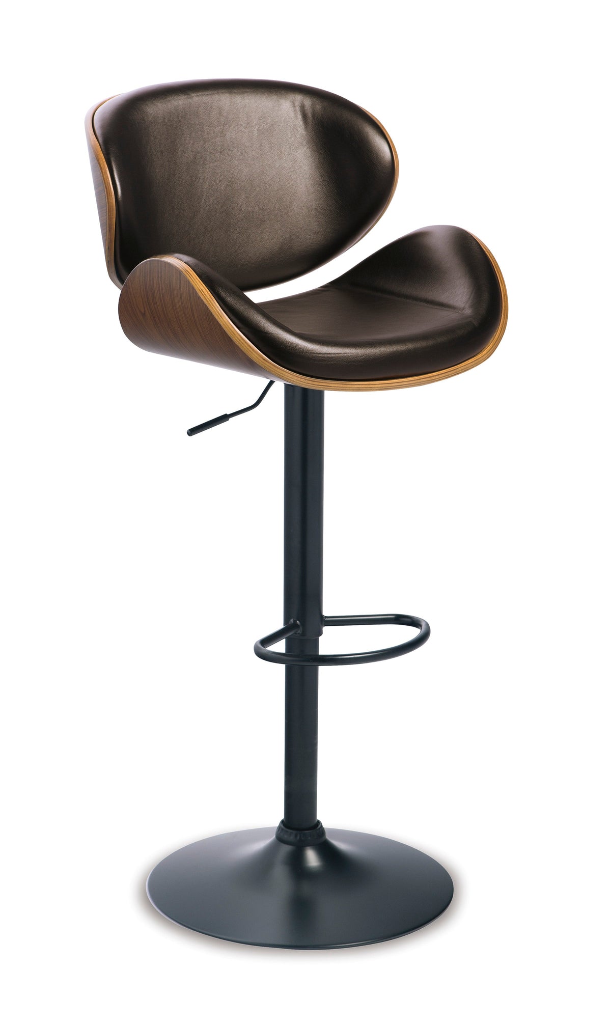 Bellatier Brown Faux Leather Barstool — Swivel Seat