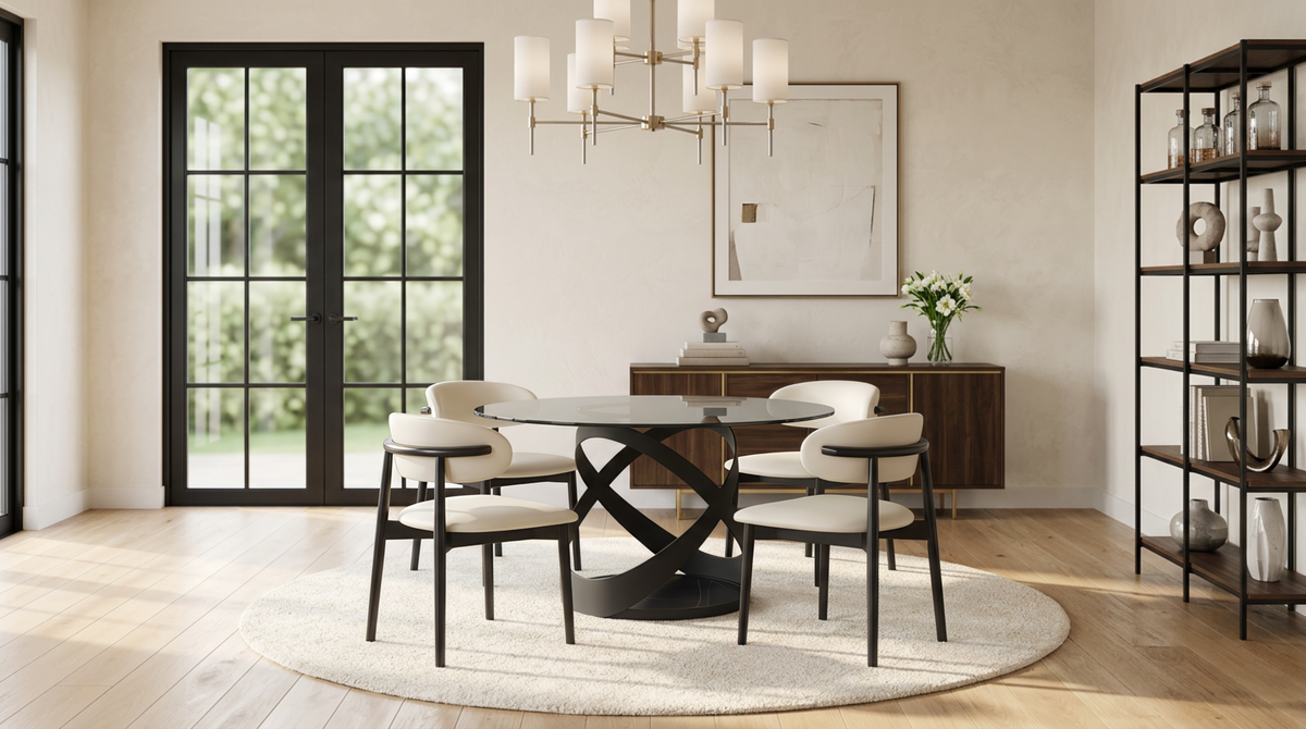 Dimi Glass Round Dining Set