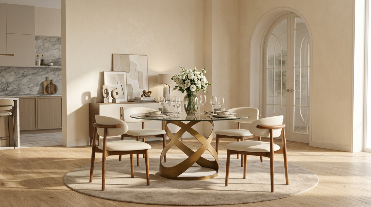 Dimi Glass Round Dining Set