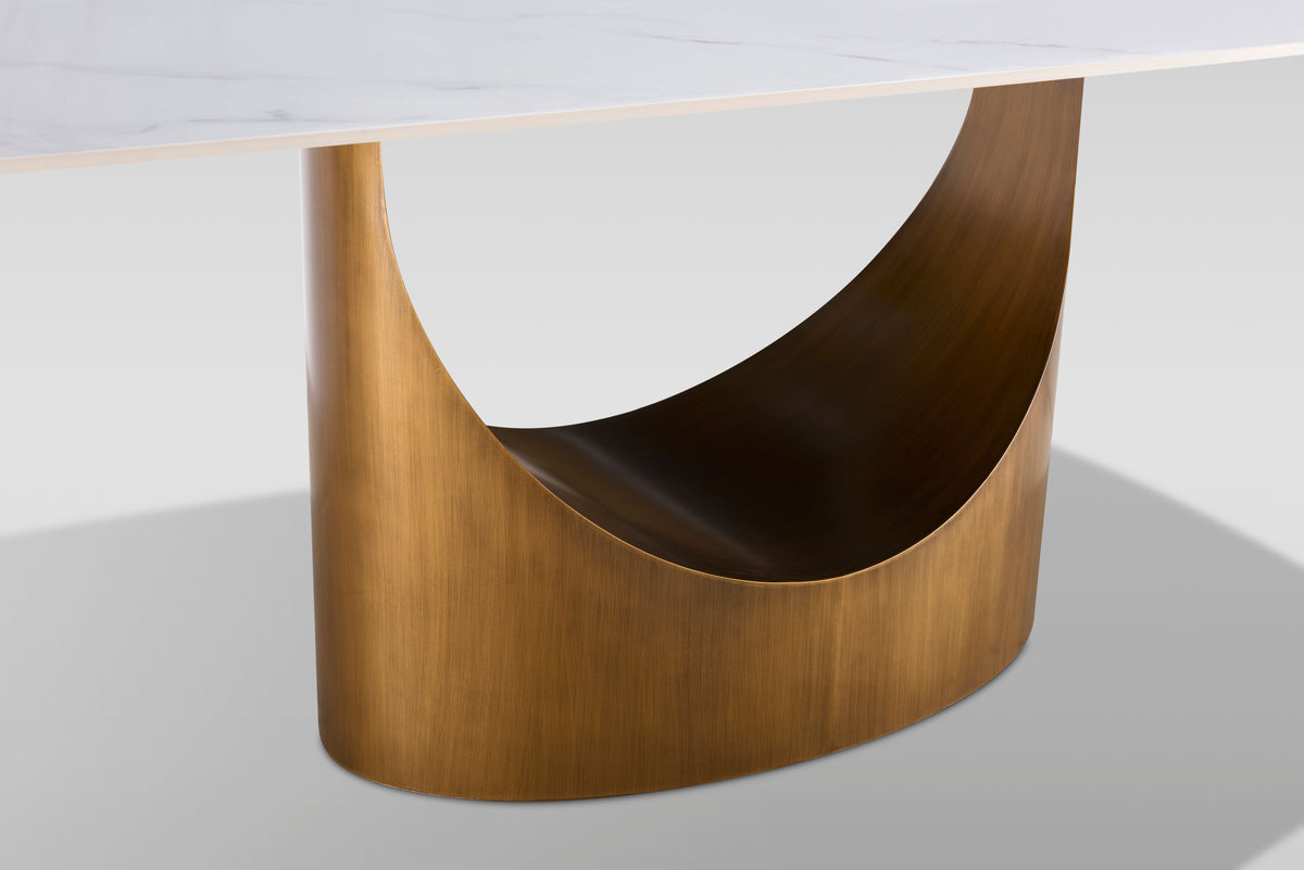 Roxy Sintered Stone Dining Set — Bronze U-Shaped Base