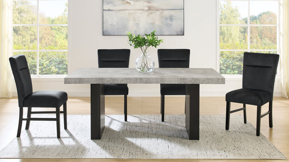 Tessa Faux Concrete Dining Set in 5-Piece (Table & 4 Chairs)