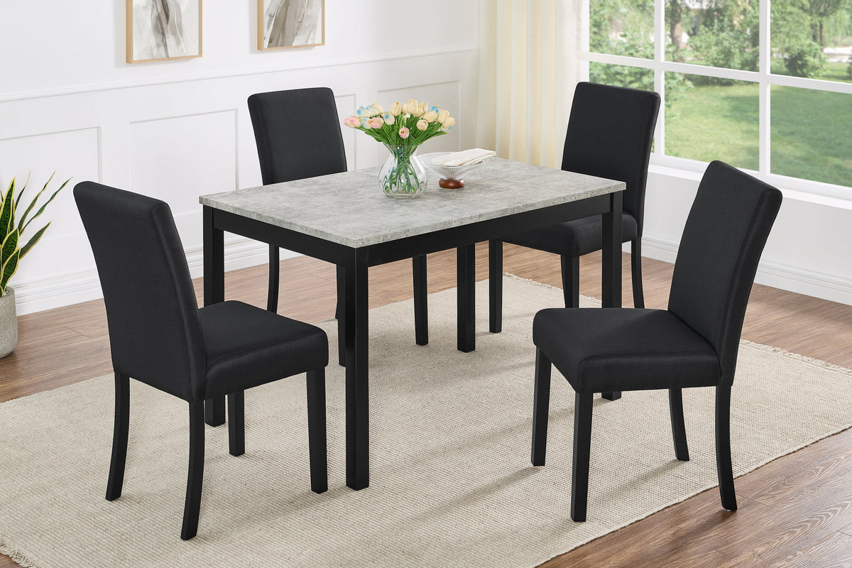 Noir 5-Piece Dining Set in Grey Faux Concrete