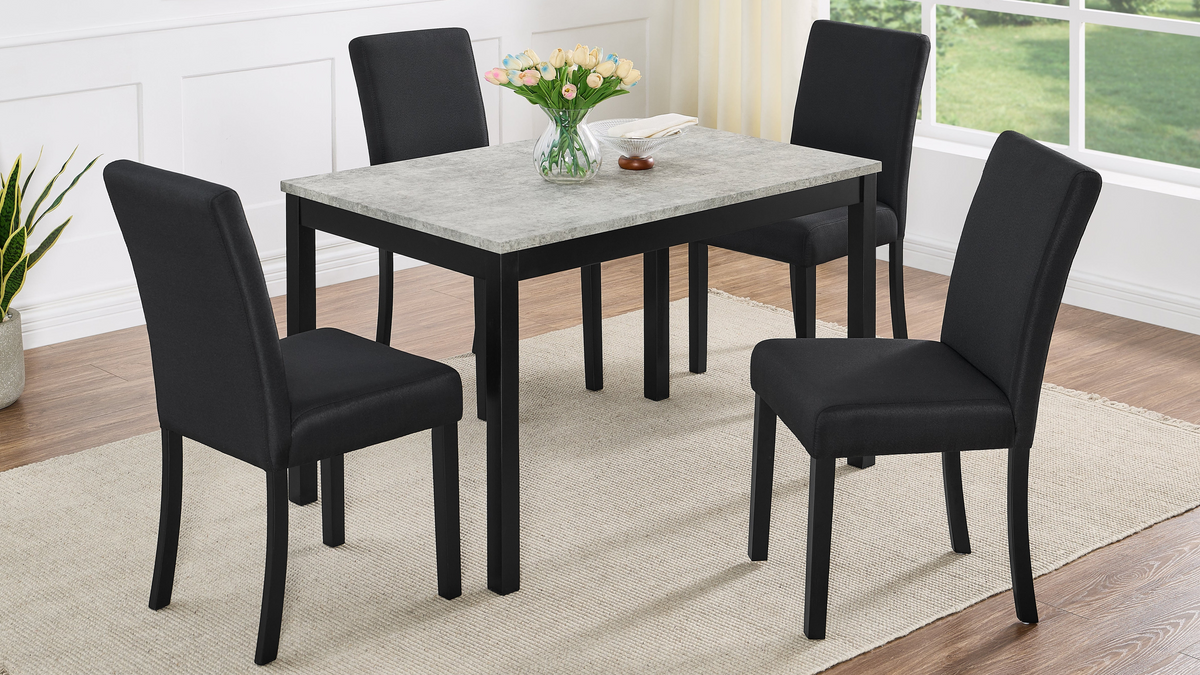 Noir 5-Piece Dining Set in Grey Faux Concrete