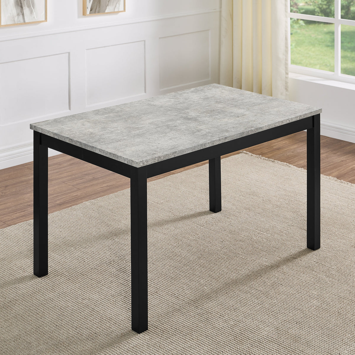 Noir faux concrete dining set, side view