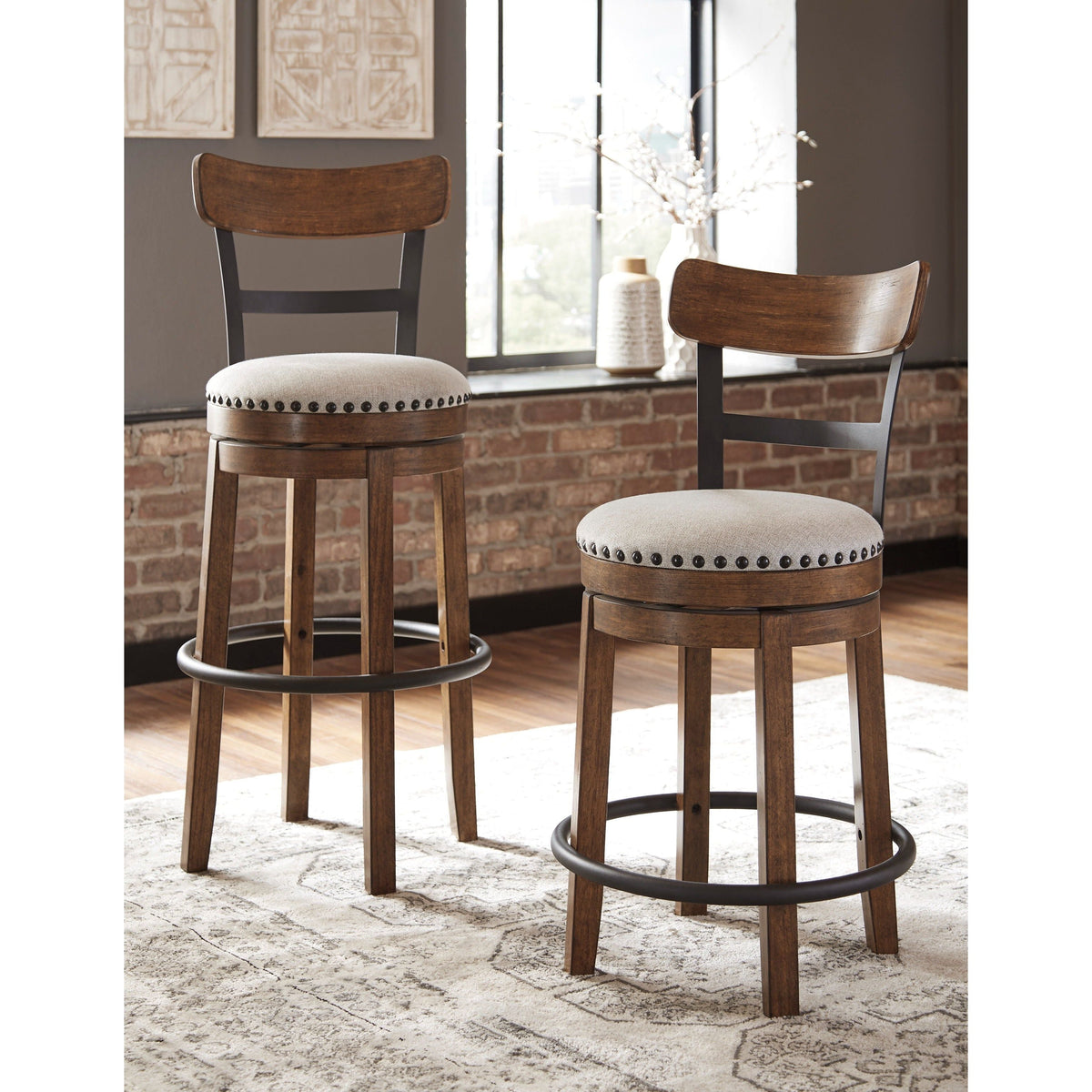 Valebeck Brown Barstool — Rustic-Industrial Style