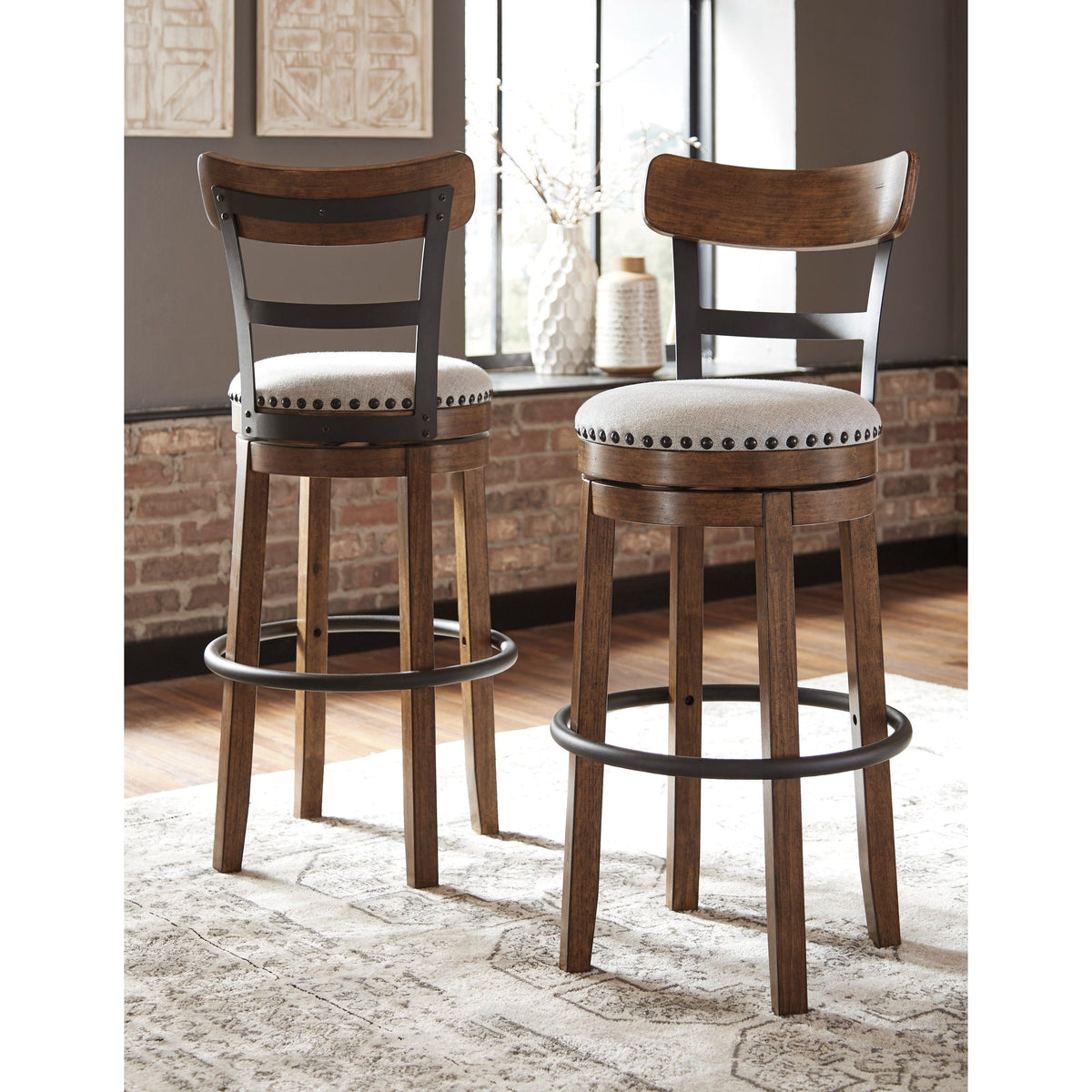 Valebeck Brown Barstool — Rustic-Industrial Style