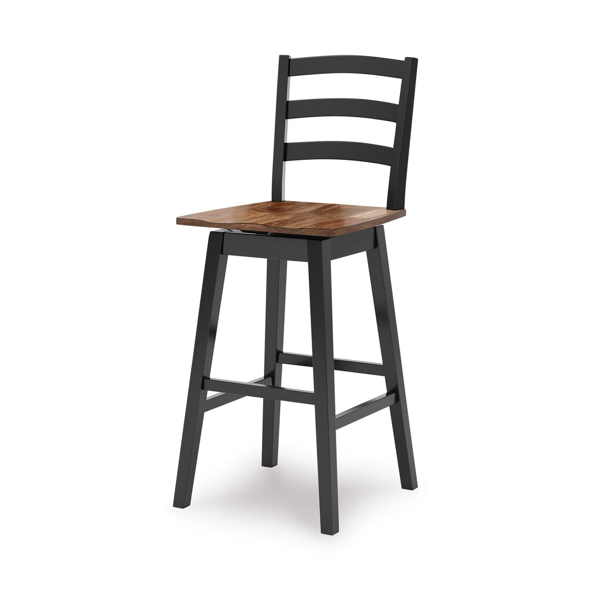 Wildenauer Brown and Black Swivel Barstool — Butcher Block Seat