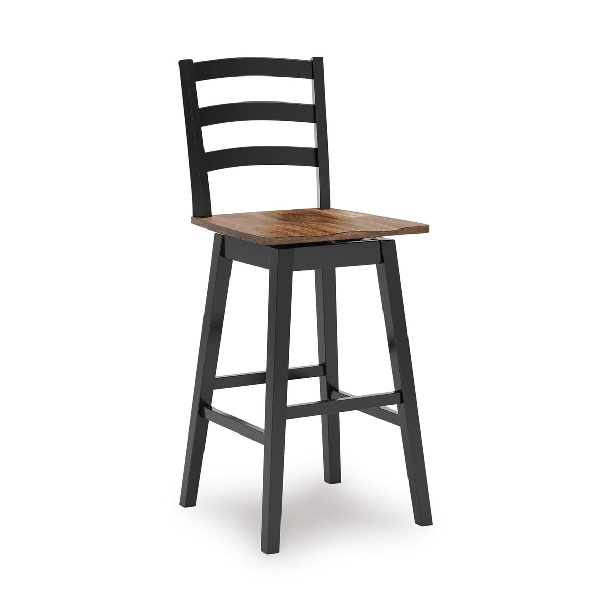 Wildenauer Brown and Black Swivel Barstool — Butcher Block Seat