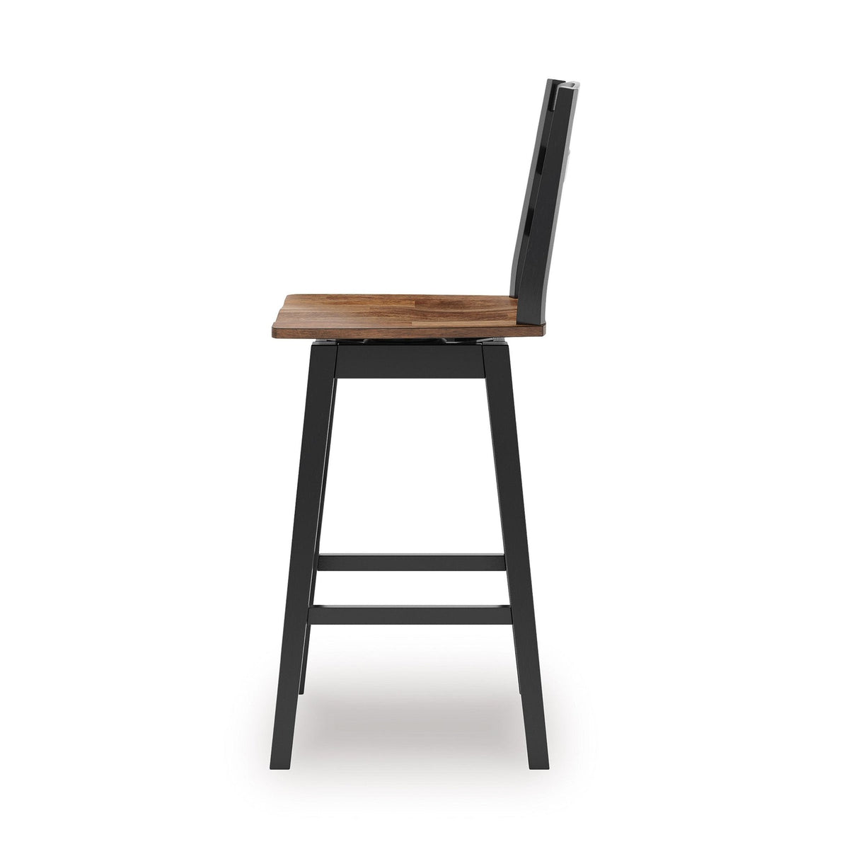 Wildenauer Brown and Black Swivel Barstool — Butcher Block Seat