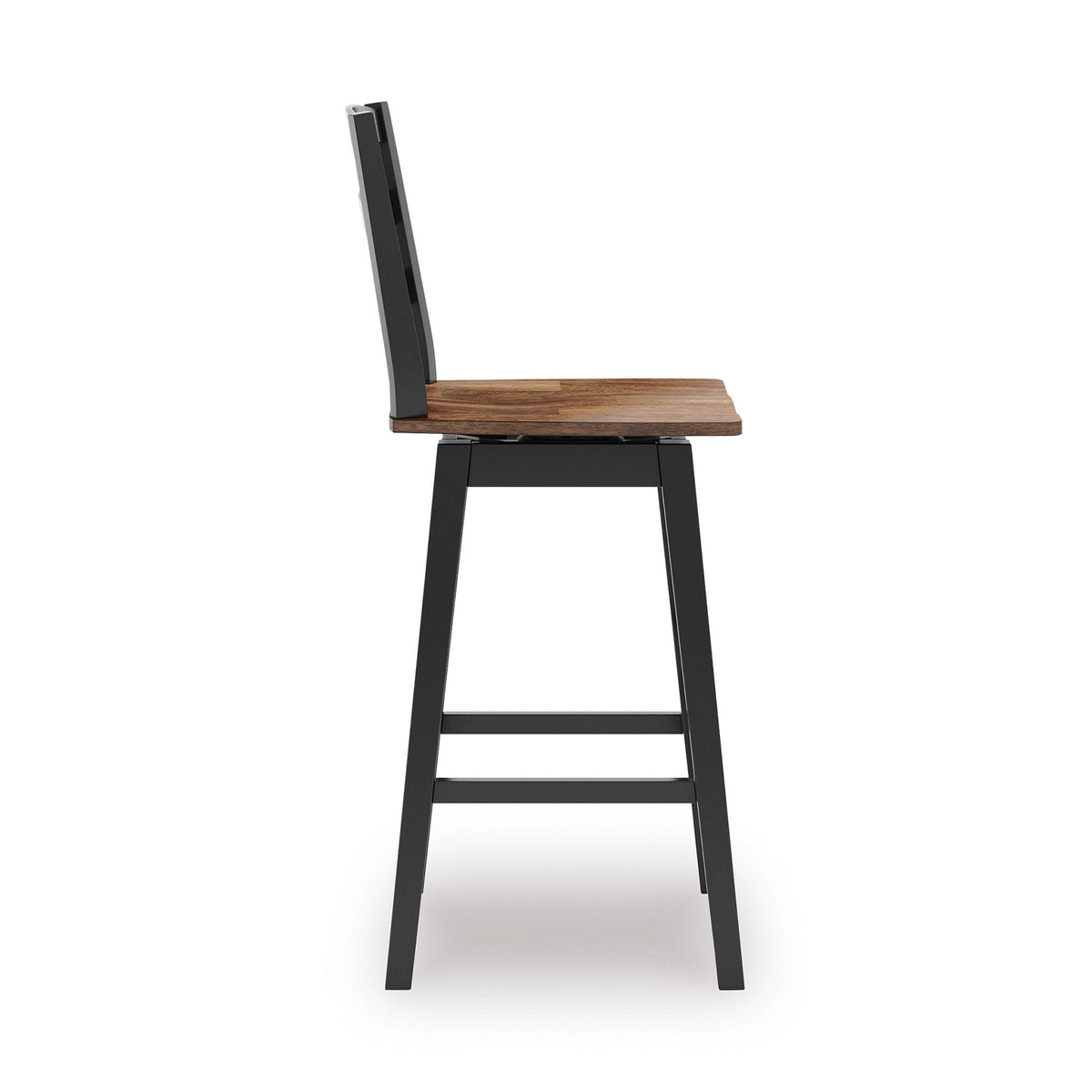 Wildenauer Brown and Black Swivel Barstool — Butcher Block Seat