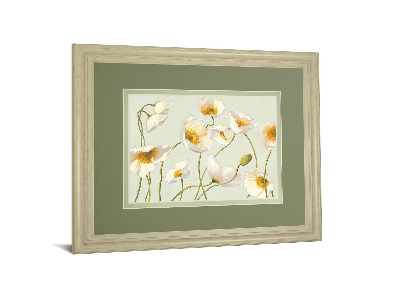 White Bright Poppies By Novak 34X40 Framed Print
