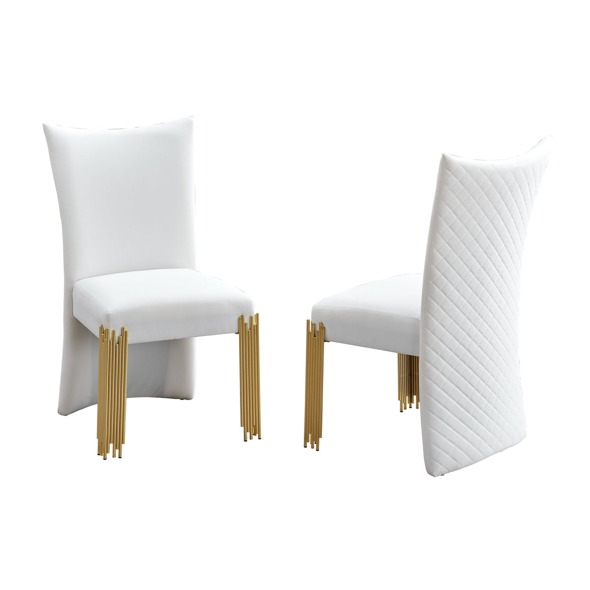 Glamor White and Gold 7-Piece Dining Set — Velvet Chairs
