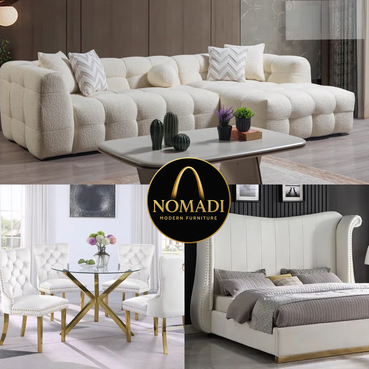 Ivory Cream Bouclé 3-Room Package