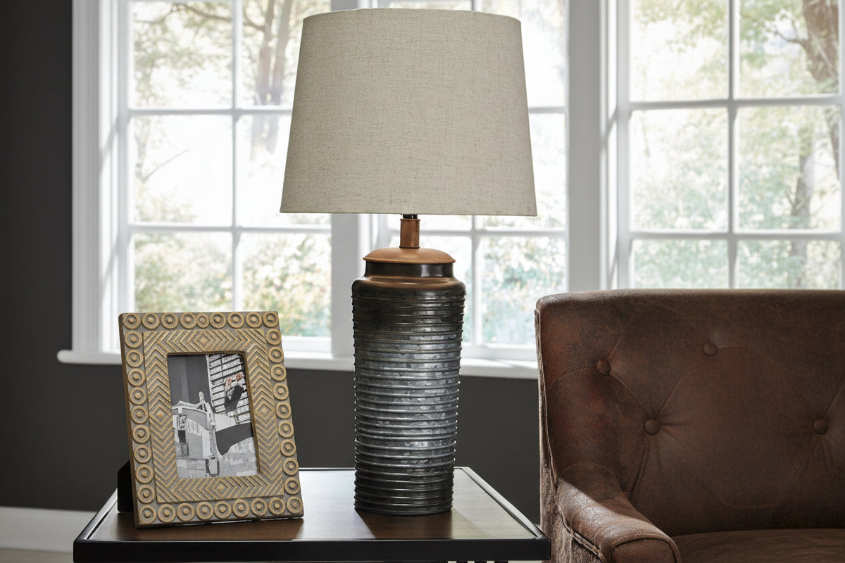 Norbert Grey Galvanized Metal Table Lamp Set of 2