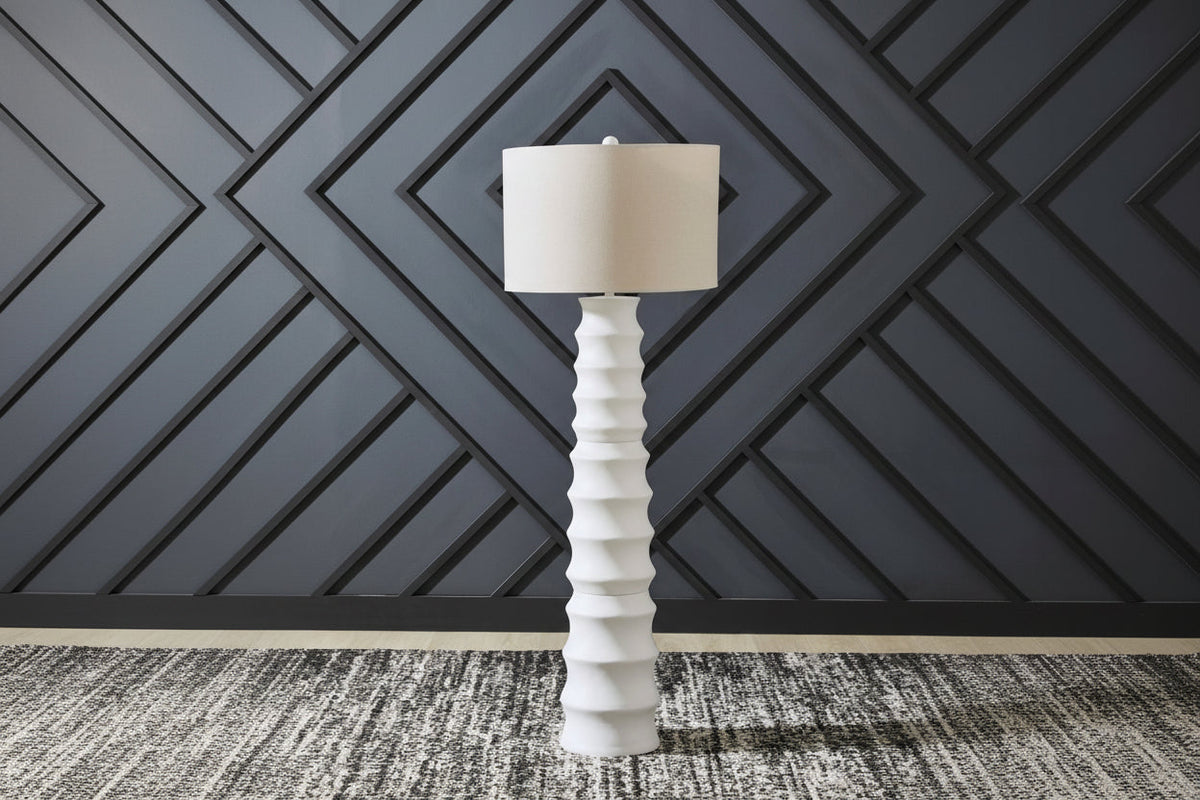 Veraleigh White Scalloped Floor Lamp