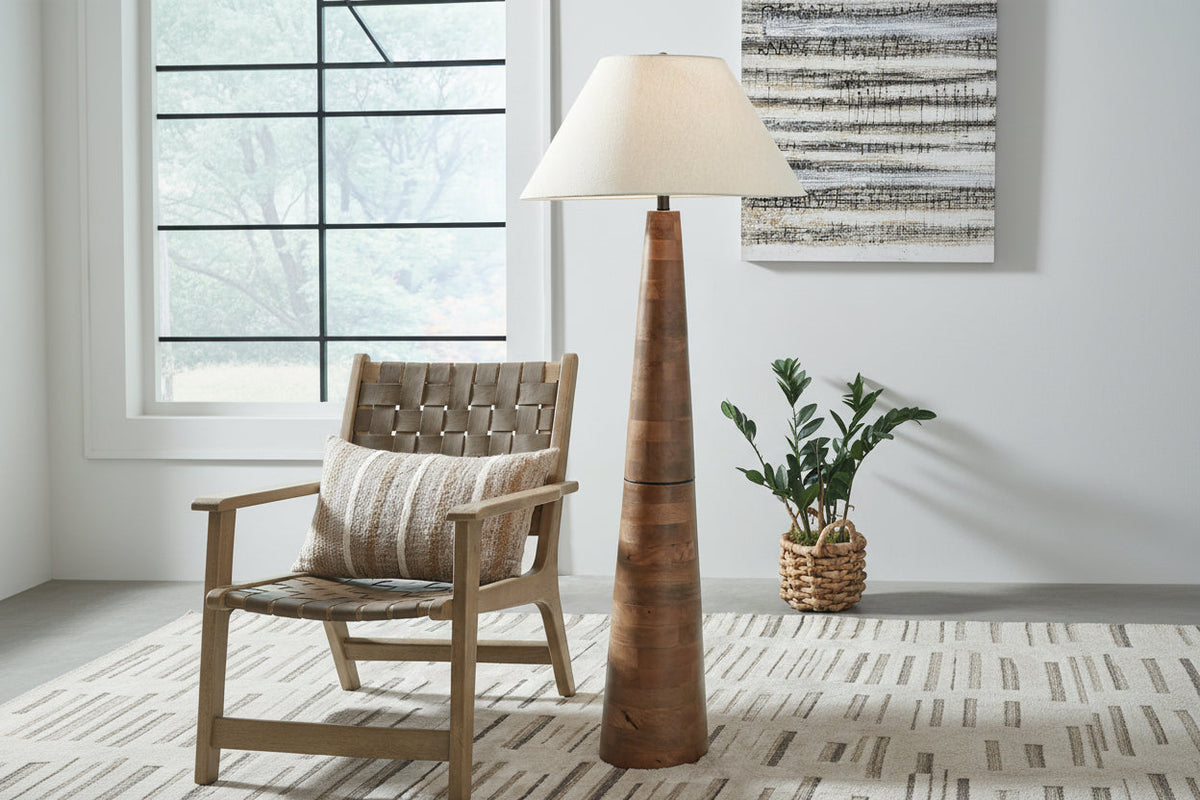 Danset Honey Brown Wood Floor Lamp