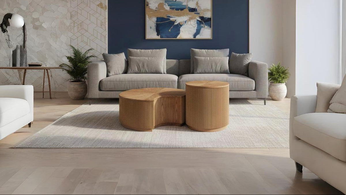 Larisa Natural Elm Wood Coffee and End Table Set