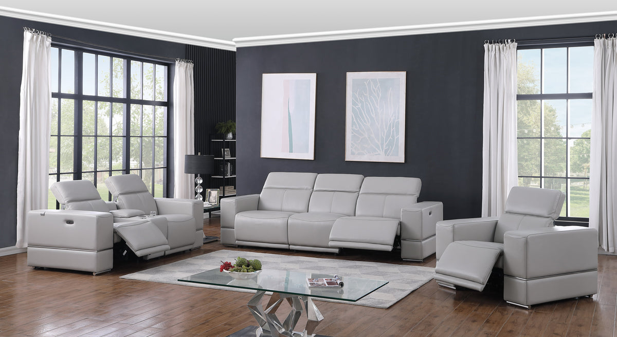 Franco Italian Leather Reclining Living Room Set — Power Recline