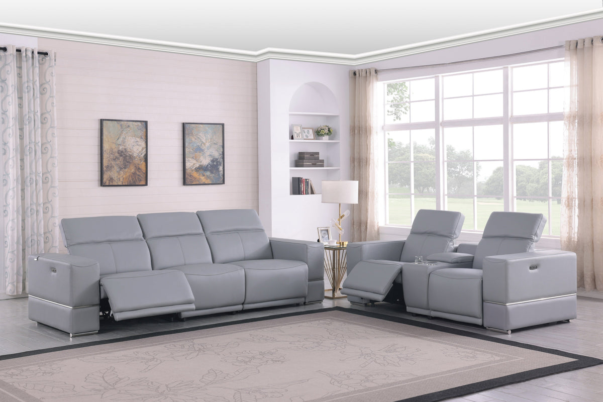 Franco Italian Leather Reclining Living Room Set — Power Recline