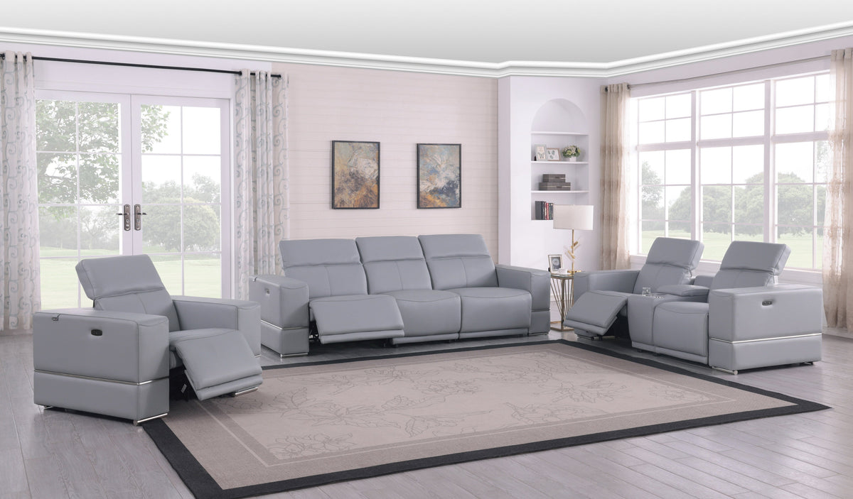 Franco Italian Leather Reclining Living Room Set — Power Recline