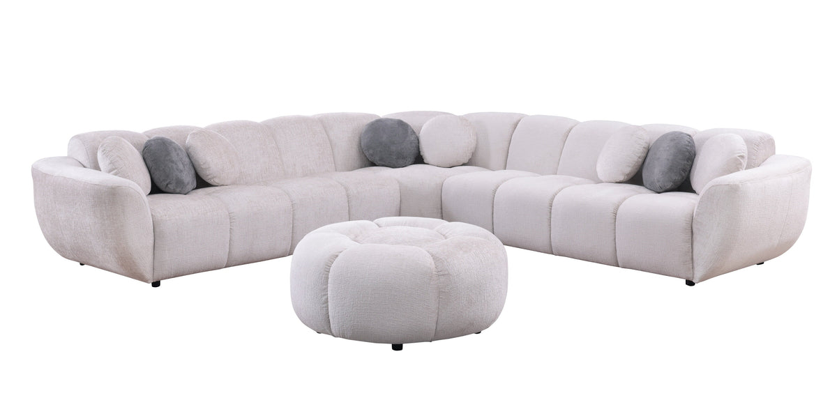 Rose Fabric Sectional — Accent Pillows Included