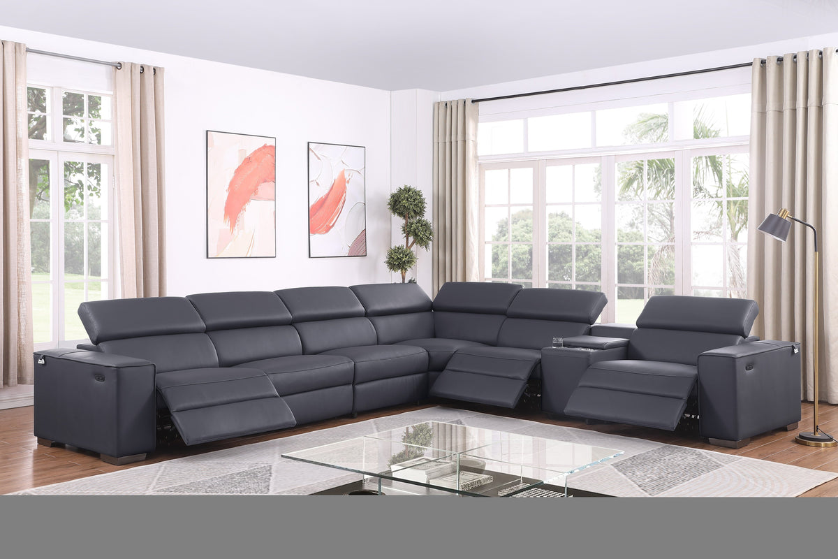 Picasso II Italian Leather 7-Piece Reclining Sectional, 2 Colors