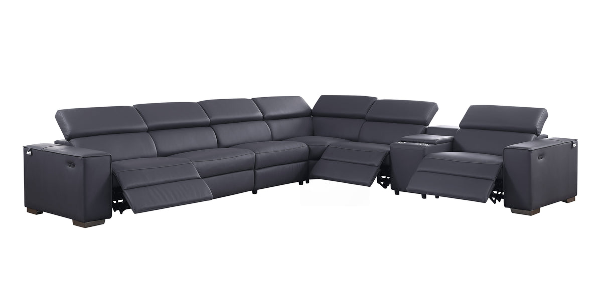 Picasso II Italian Leather 7-Piece Reclining Sectional, 2 Colors