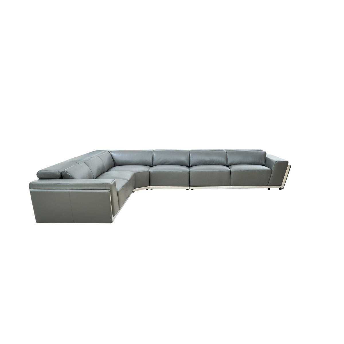 Domo Dark Grey Italian Leather Match Sectional