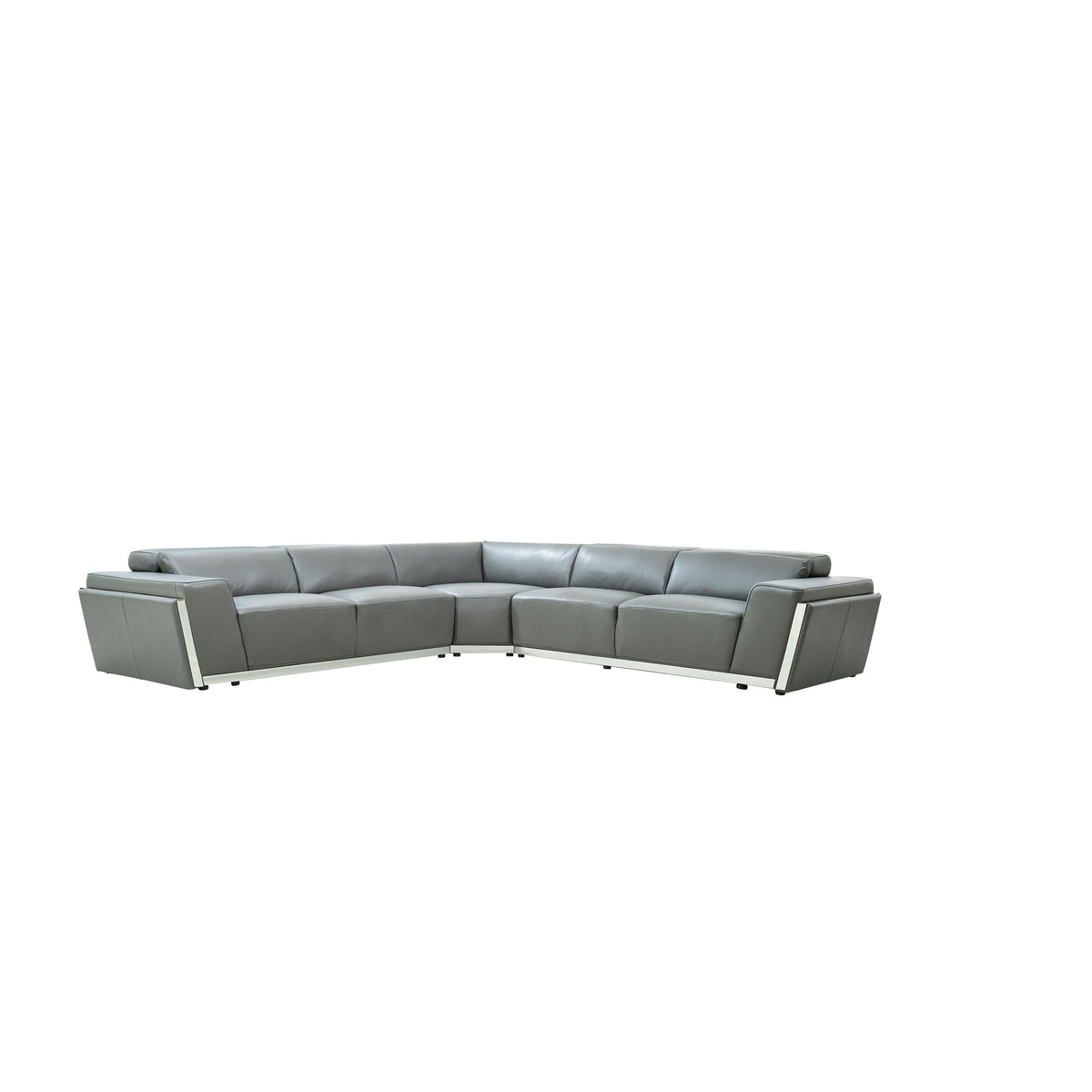 Domo Dark Grey Italian Leather Match Sectional
