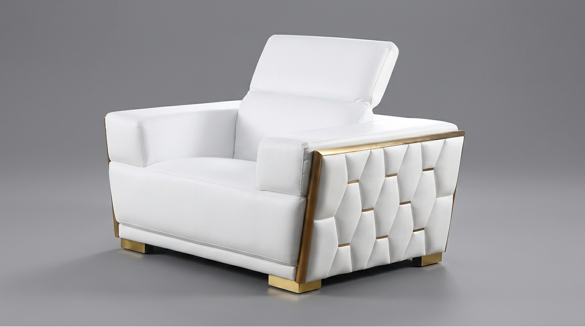 Hexor White Italian Leather Living Room Set