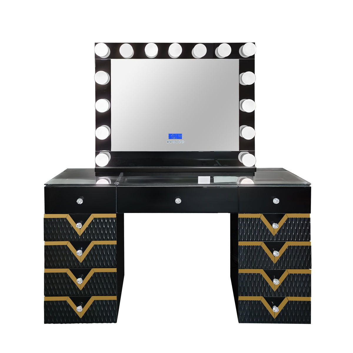 Rockstar Gloss Black Smart Vanity — Digital Display & Bluetooth